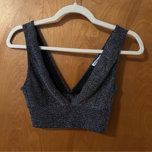 Subdued sparkle V neck cropped tank